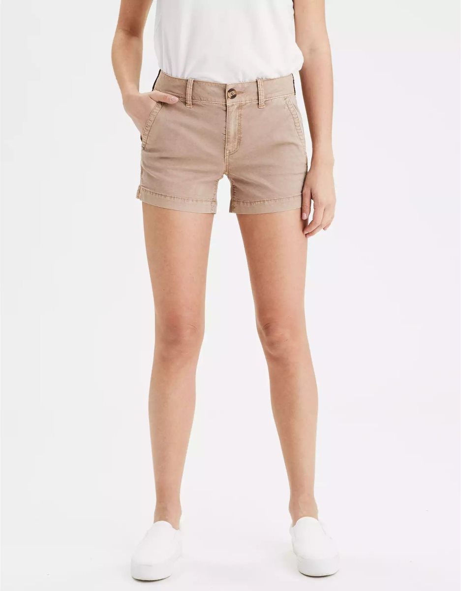 Shorts American Eagle AE Khaki Midi Grise Marron Femme | TZK-57621261